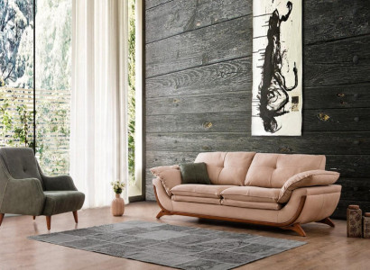 Polster Wohnzimmer Garnitur Designer Dreisitzer Luxus Textil Sessel 2tlg